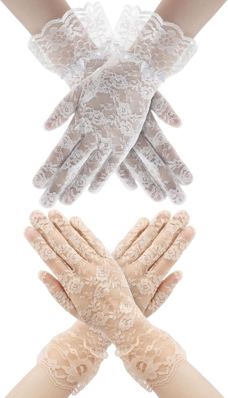anpiwshjo Lace Gloves for Wedding Tea Party, Evening Gloves for Women - Image 1